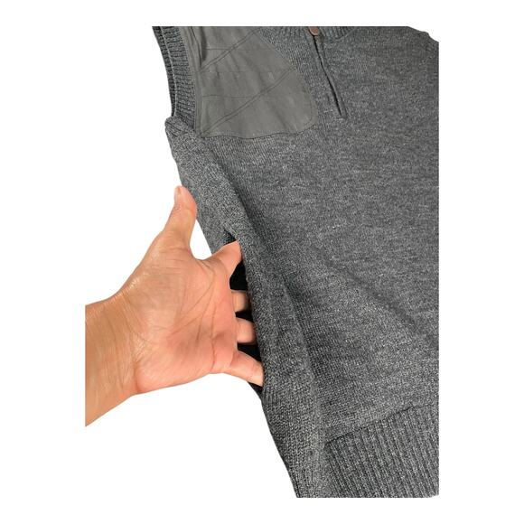 ORVIS Mens 100% Wool Vest 1/4 Zip and Shooting Patch on Shoulder Gray Large - Picture 5 of 9